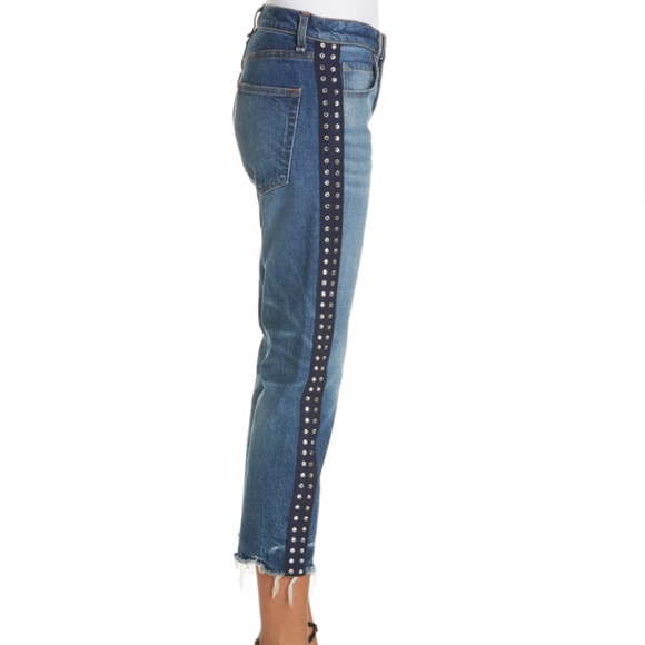 Ines Rhinestone Studded Tuxedo Stripe Jeans 27 - Picture 2 of 8